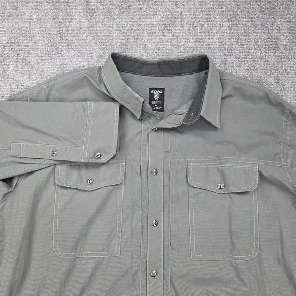 Kuhl Shirt Mens XL Gray Long Sleeve Button Up Vented Roll Tab Hiking Outdoor - Picture 1 of 16